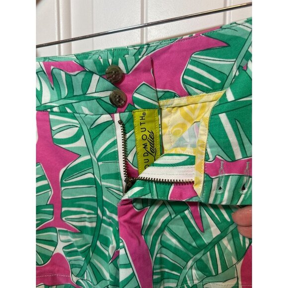 Loudmouth Ladies Palm Pink Sharks Print Shorts Size 4 - Picture 3 of 8